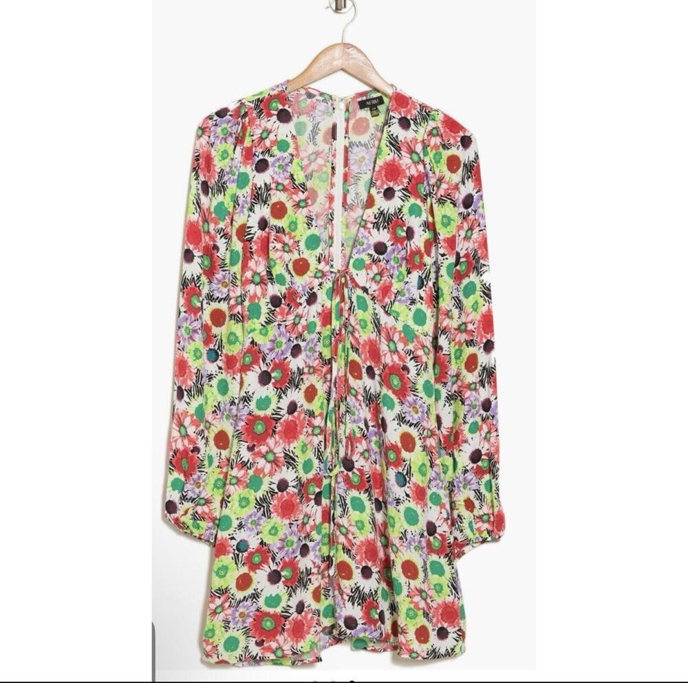 AFRM Caprice Floral Long Sleeve Mini Dress XS